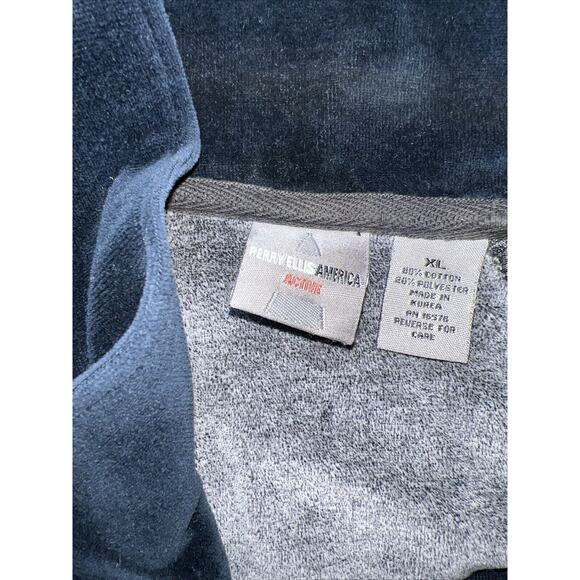 Vintage Perry‎ Ellis Sweatshirt Mens XL Velour Plush Full Zip Track Jacket - Picture 3 of 5